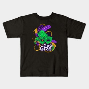 Mardi Gras For Women 2020 NOLA Feathers Mask Souvenir Kids T-Shirt